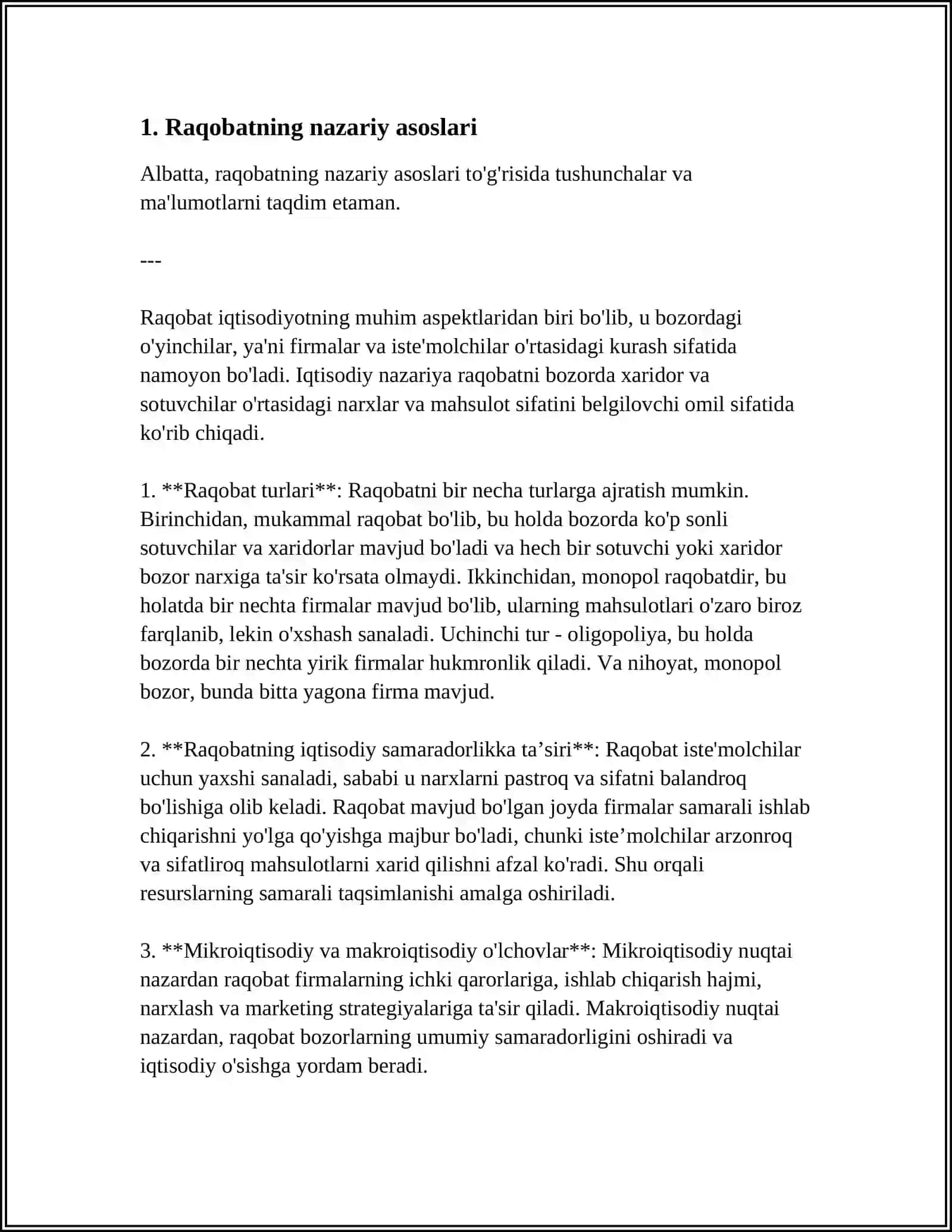 RAQOBATNING MOHIYATI, SHAKLLARI, USULLARI VA TURLARI 3