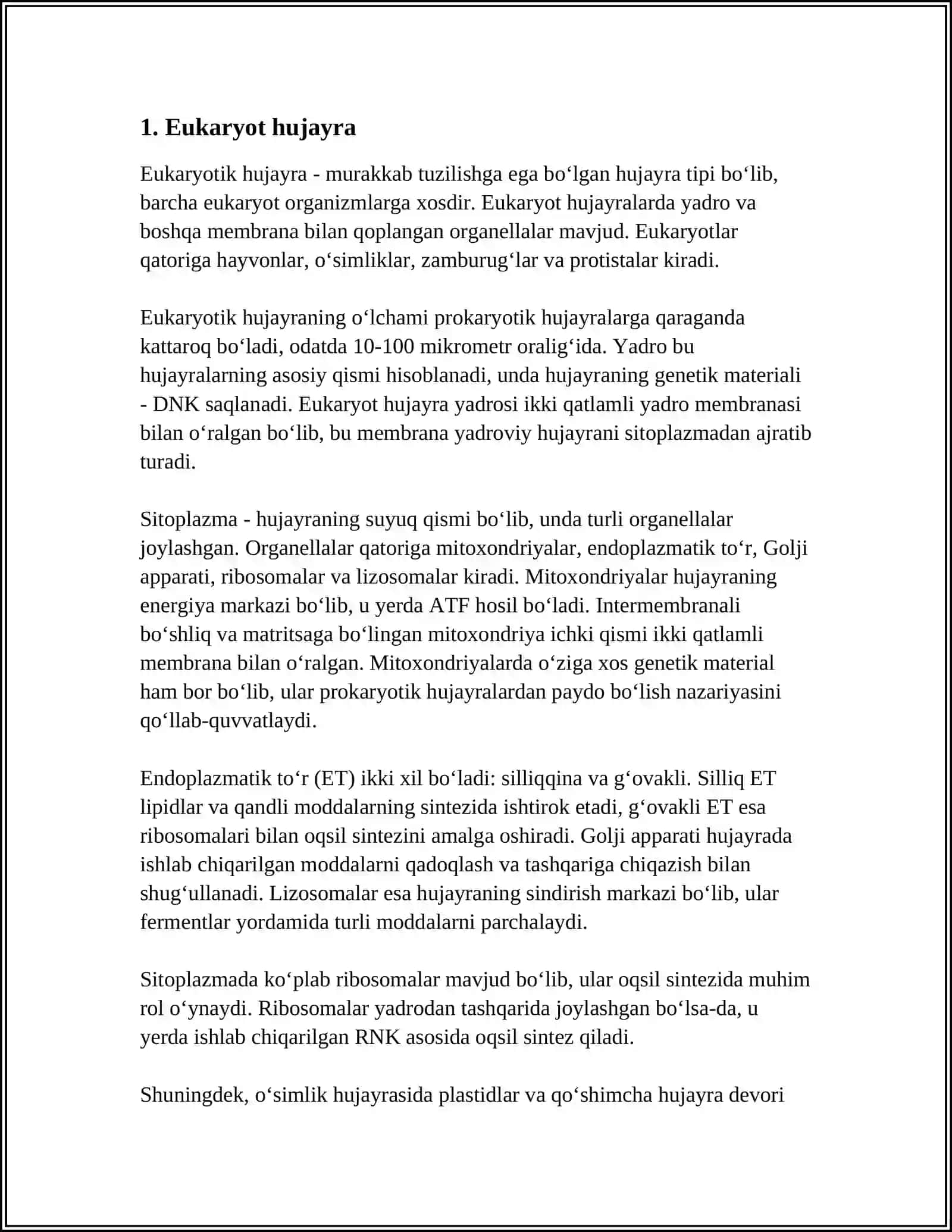 EUKARIOT ORGANIZMLAR 3