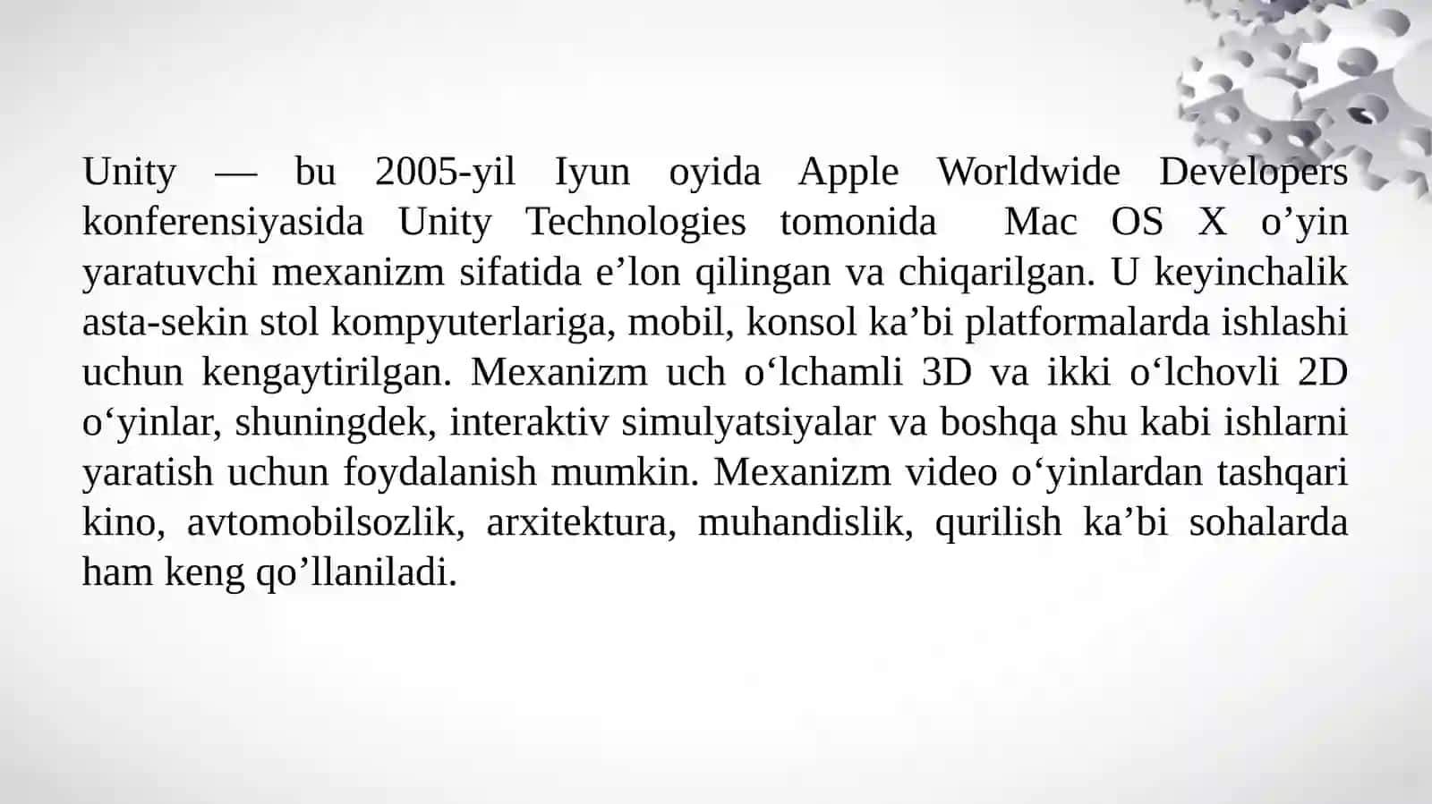 Timsollarni tanib olish: Unity o'yin dvijoki 3