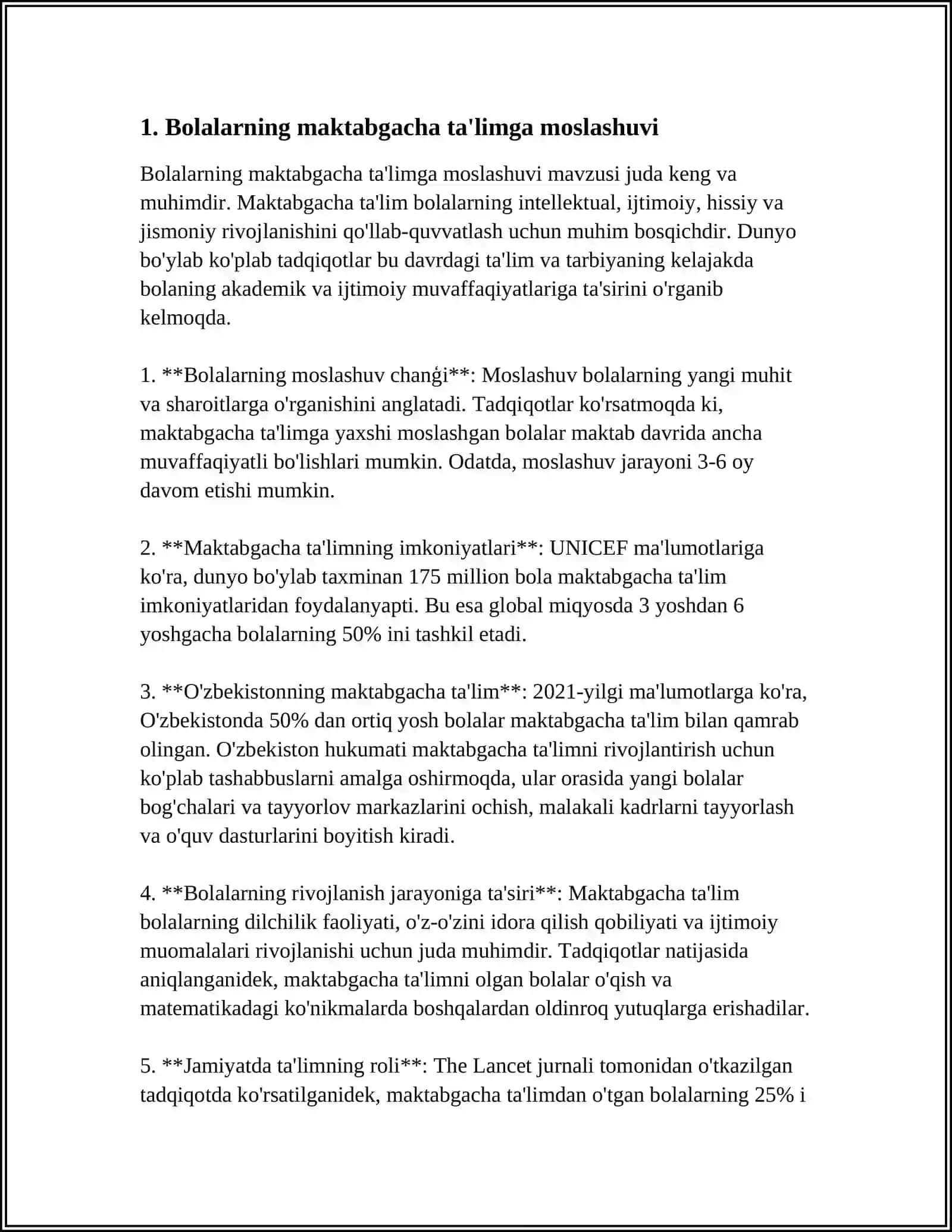 BOLALARNI MAKTABGACHA TA'LIM TASHKILOTLAR SHAROITGA MOSLASHUVI PEDAGOGIKANI RÔLI 3