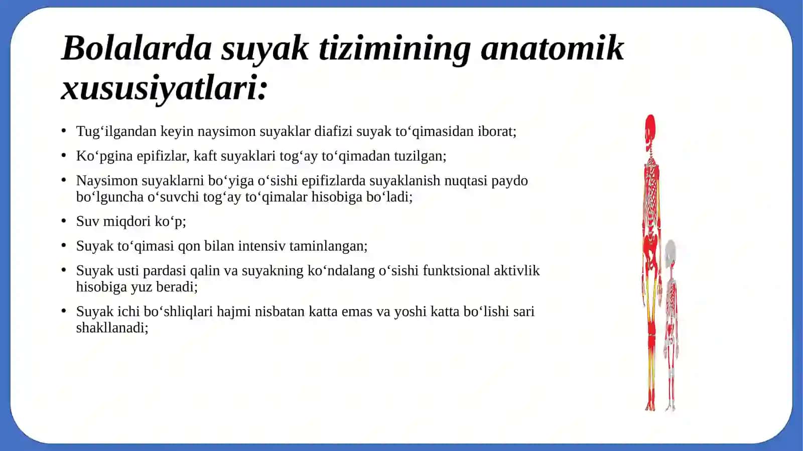 BOLALARDA SUYAK – MUSHAK TIZIMINING ASOSIY KASALLIKLARI SEMIOTIKASI: RAXIT KASALLIGI ETIOLOGIYA,PATOGENEZ, TASHXISI, DAVOLASH VA PROFILAKTIKASI.SPAZMOFILIYA 3