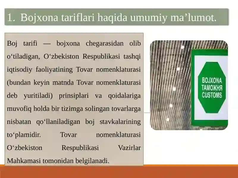 Bojxona tariflari va toʻlovlari 3