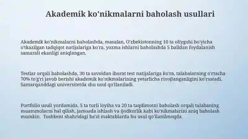 Akademik ko'nikmalarning talabalar faoliyatidagi ahamiyati va dolzarbligi 3