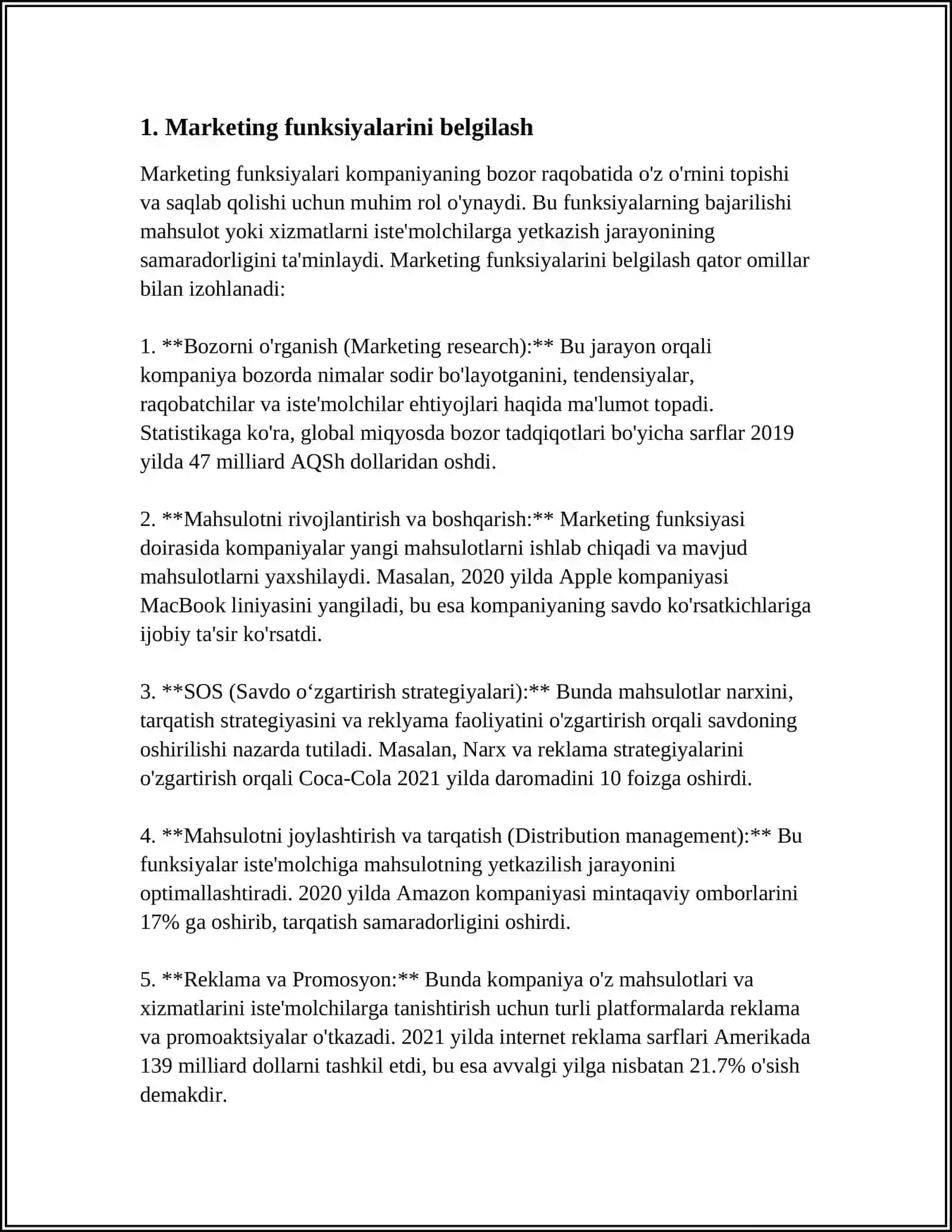 MARKETING FUNKSIYALARI, VAZIFALARI VA TAMOYILLARI 3
