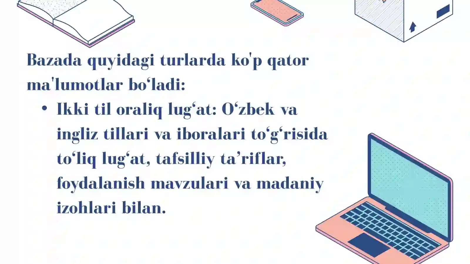O‘zbekcha-inglizcha lingvomadaniy birliklar bazasini shakllantirish 3