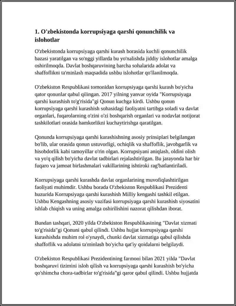 O'ZBEKISTONDA KORUPSIYAGA QARSHI KURASH CHORA TADBIRLARI 3