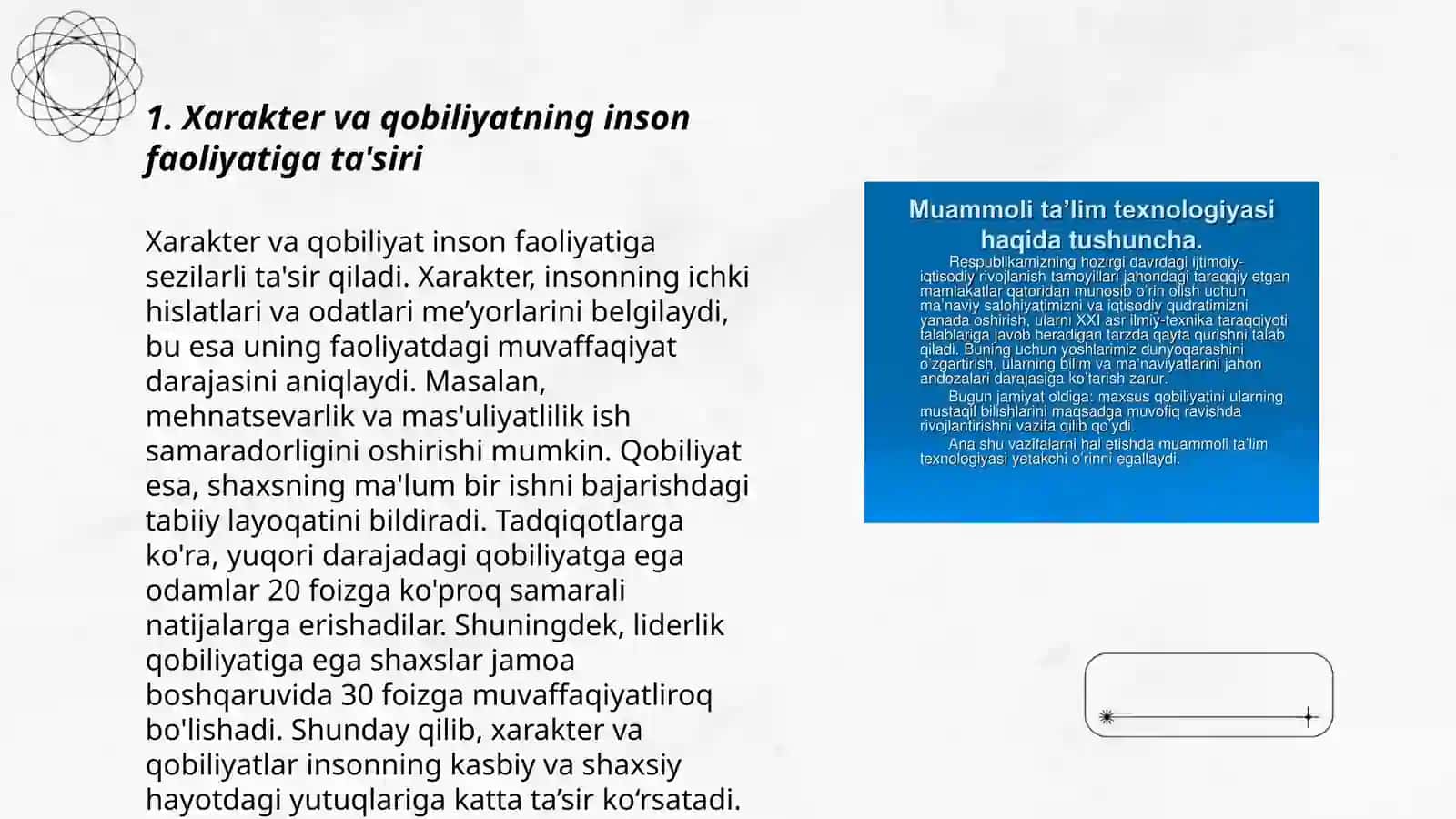 Xarakter, qobilyat va harakat inson faoliyatining birligi sifatida 3