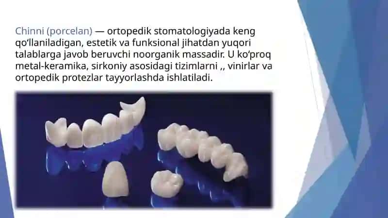 Ortopedik stomatologiyada chinnining kimyoviy va texnologik xossalari 3
