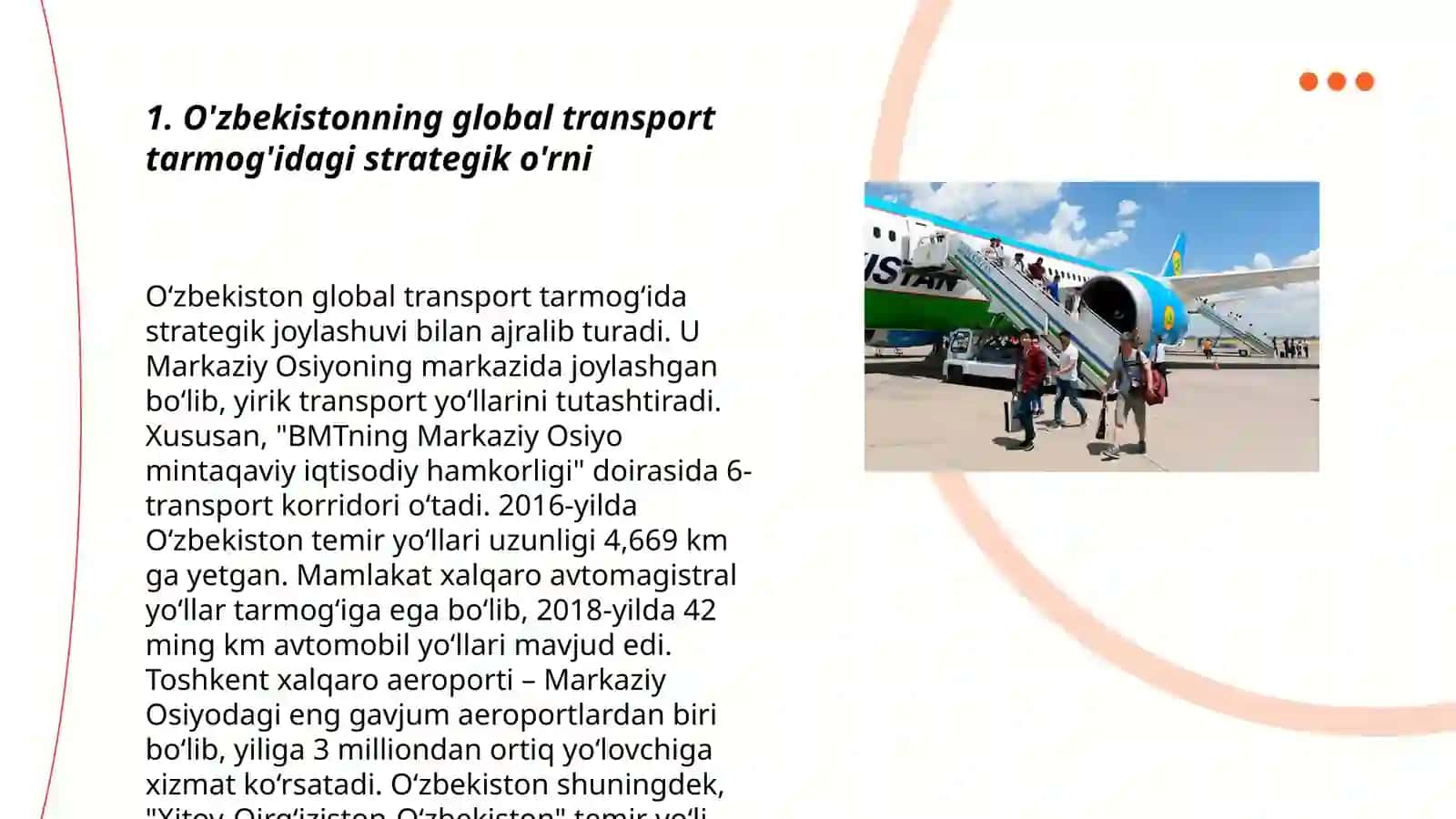 O'zbekiston transportining o'rni 3