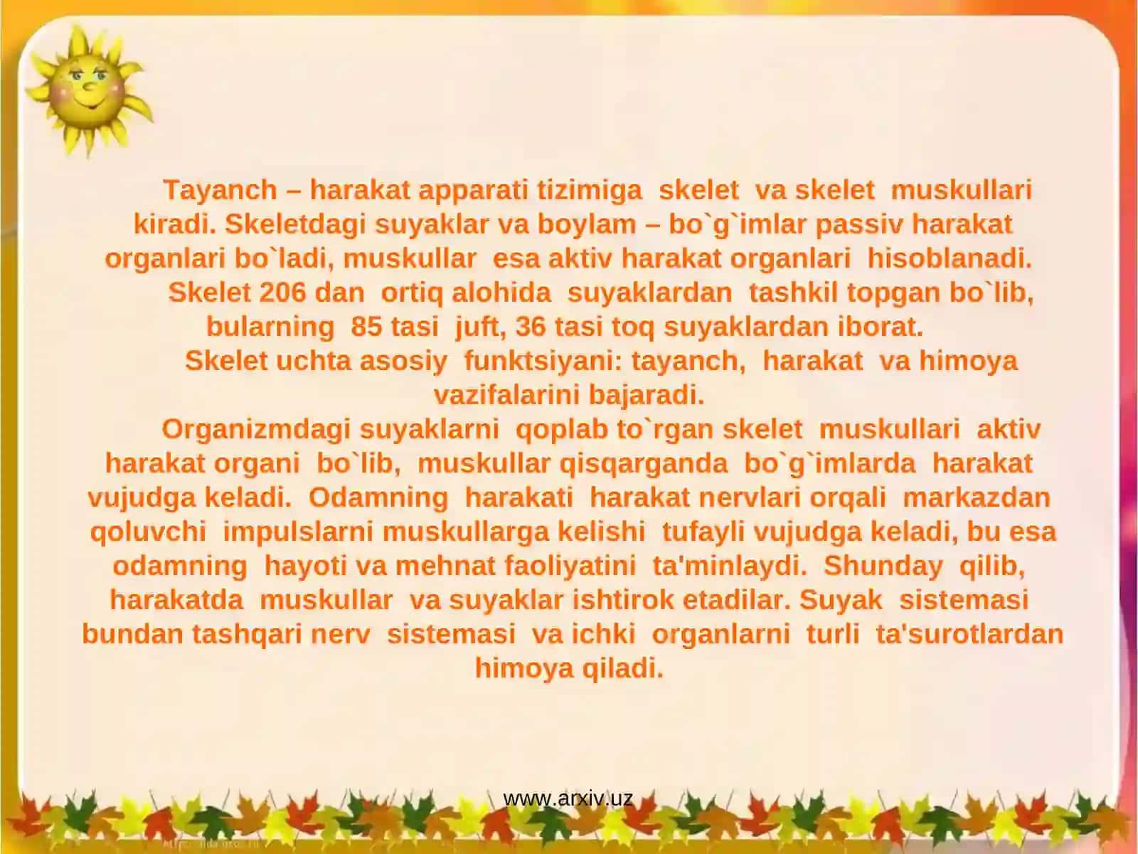 Organizmda suyaklarning tuzilishi va ularning yosh xususiyatlari va xillari 3