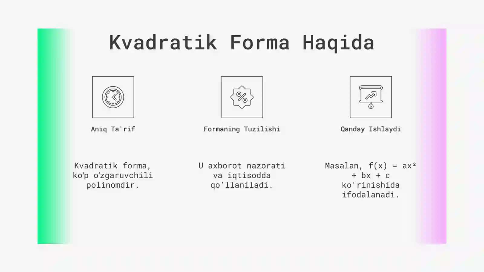 Kvadratik forma va uni kanonik ko'rinishga keltirish 3