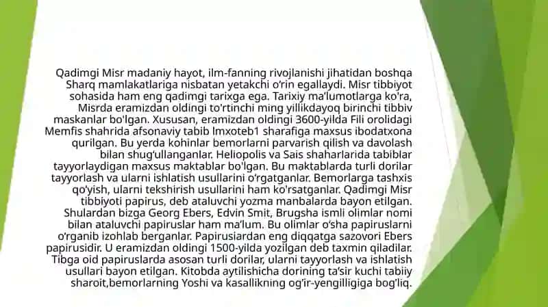 QADIMGI SHARQ MAMLAKATLARIDA DAVOLASH USULLARI 3