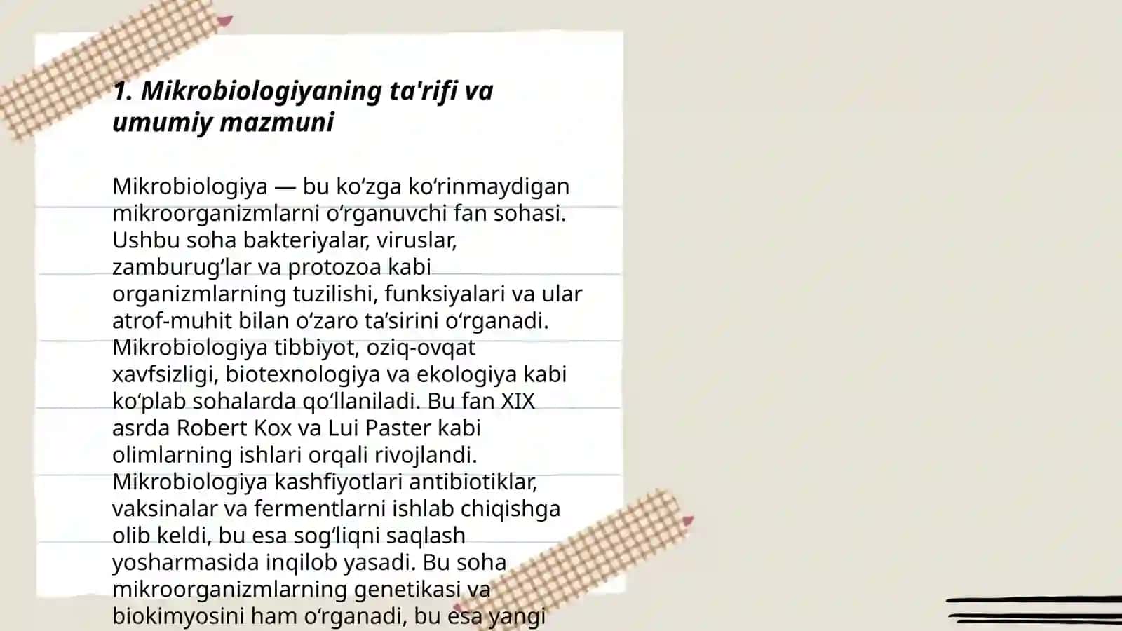 Kirish. Umumiy mikrobiologiya fanning maqsadi vazifalari rivojlanish tarixi va tadqiqot usullari 3