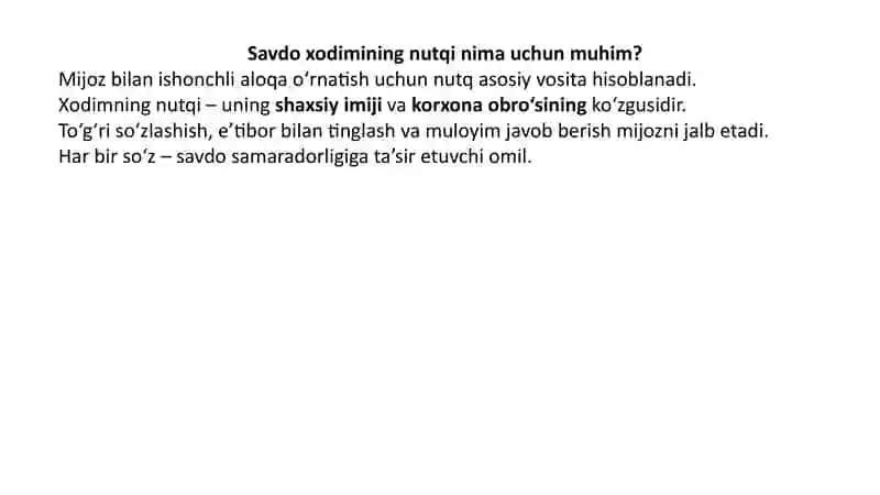 SAVDO XODIMLARI NUTQI HUSUSIYATLARI 3
