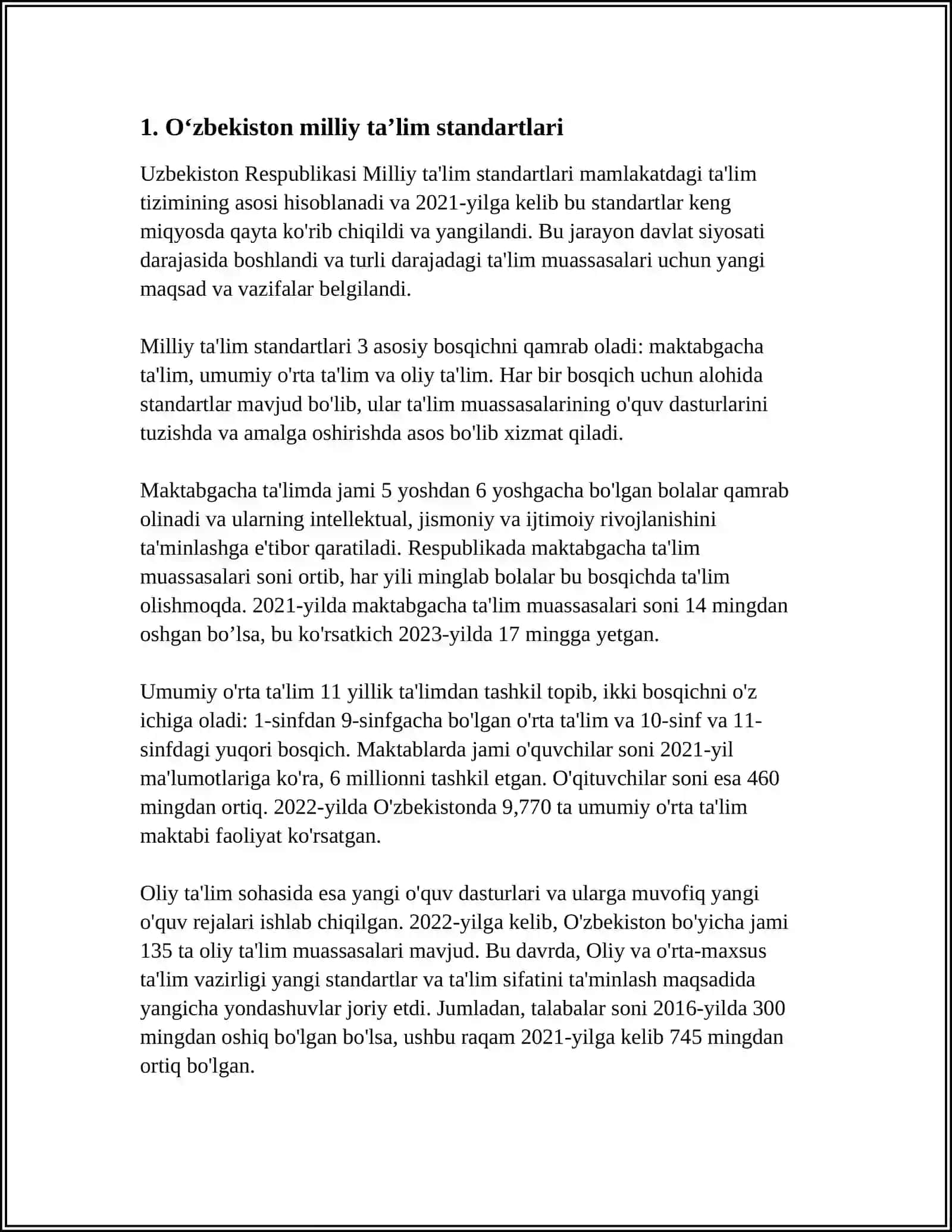 ONA TILIDAN DAVLAT TAʼLIM STANDARTI VA OʻQUV DASTURI MAZMUNI 3