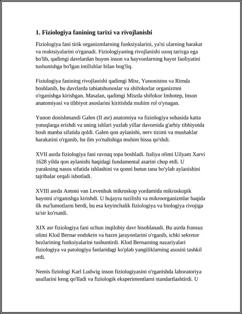 FIZIOLOGIYA FANI, RIVOJLANISHI, TIBBIYOTDA AHAMIYATI. FIZIOLOGIK TEKSHIRUV USULLARI 3