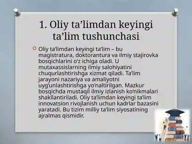 Oliy ta’limdan keyingi ta’lim va ilmiy-pedagogik kadrlar tayyorlash 3