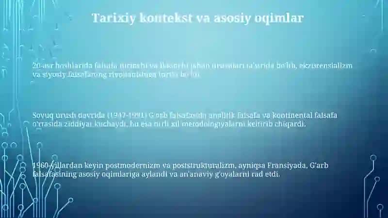 Eng yangi davr (XX-XXI asr) G'arb falsafasining oqimlari 3