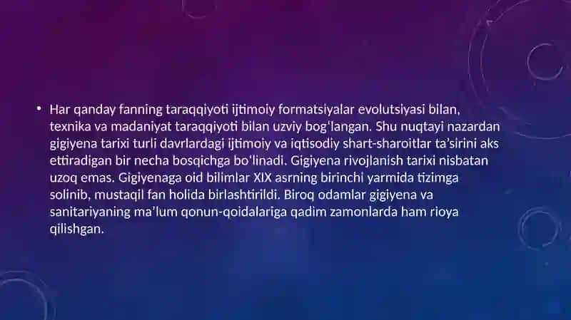 Gigiyenaning qadimgi davrda shakllanishi XIX va XX asrlardagi taraqqiyoti 3