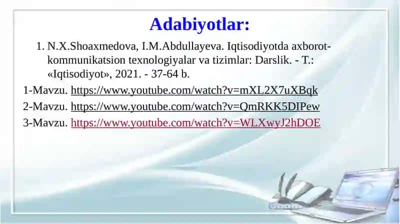 AXBOROT TEXNOLOGIYALARINING INFRATUZILMALARI 3