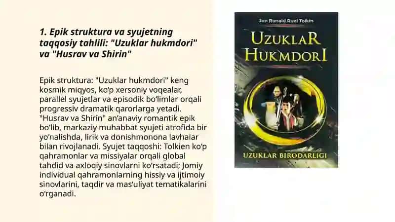 "Uzuklar hukmdori" va "Husrav va Shirin" asarlari tahlili 3