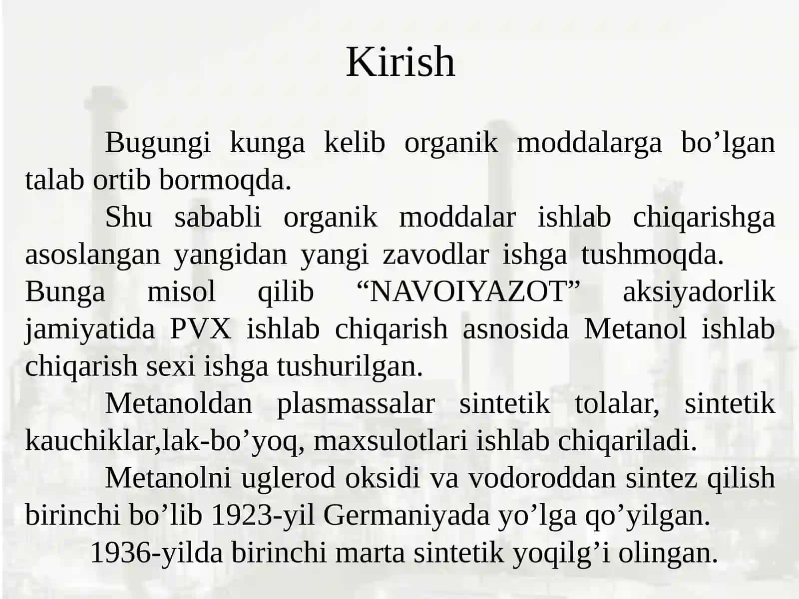 Yiliga 300000 t metanol ishlab chiqarishdagi rektifikatsion kolonnani tanlash va hisoblash 3