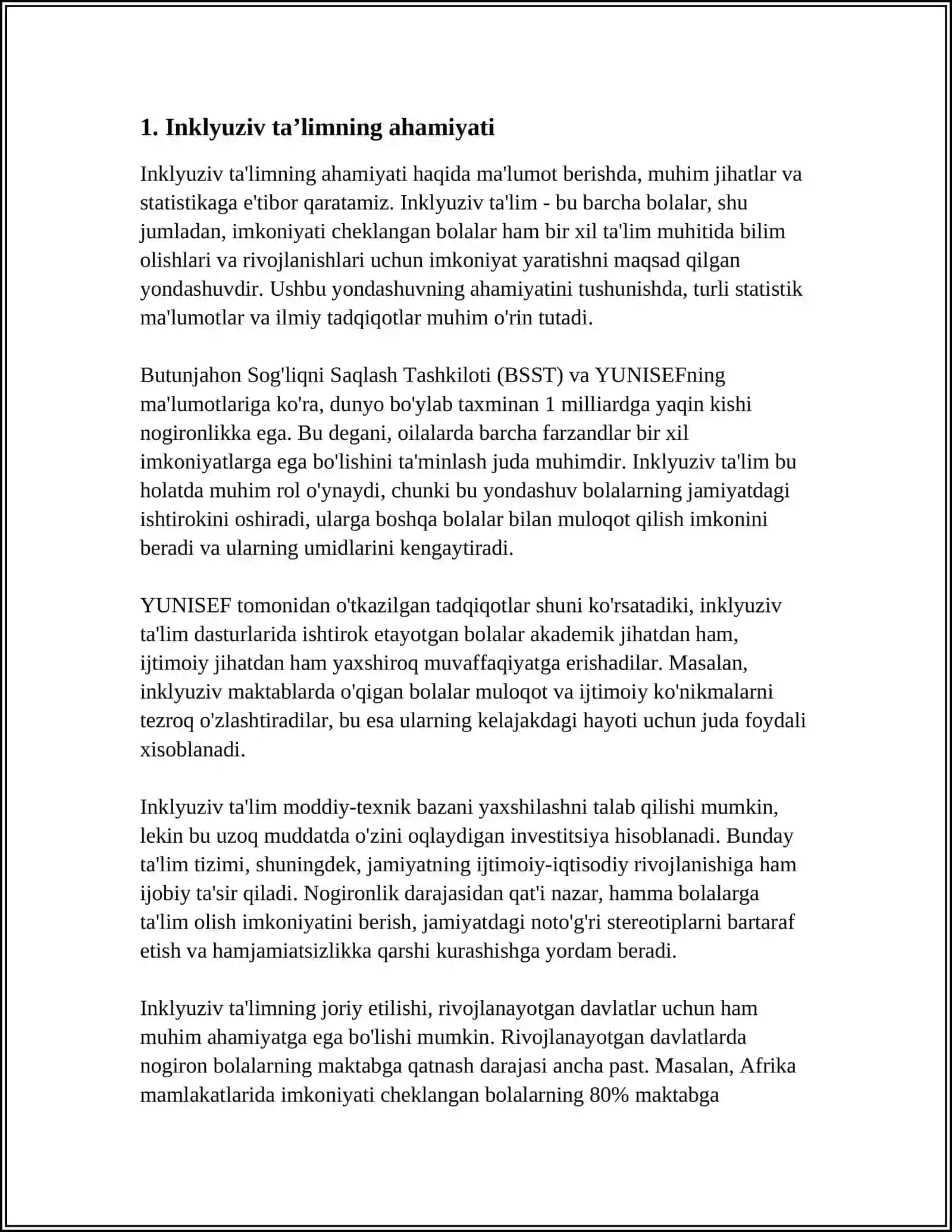 CHET ELDA ALOHIDA YORDAMGA MUHTOJ BOLALARNING INKLYUZIV TA’LIMI 3
