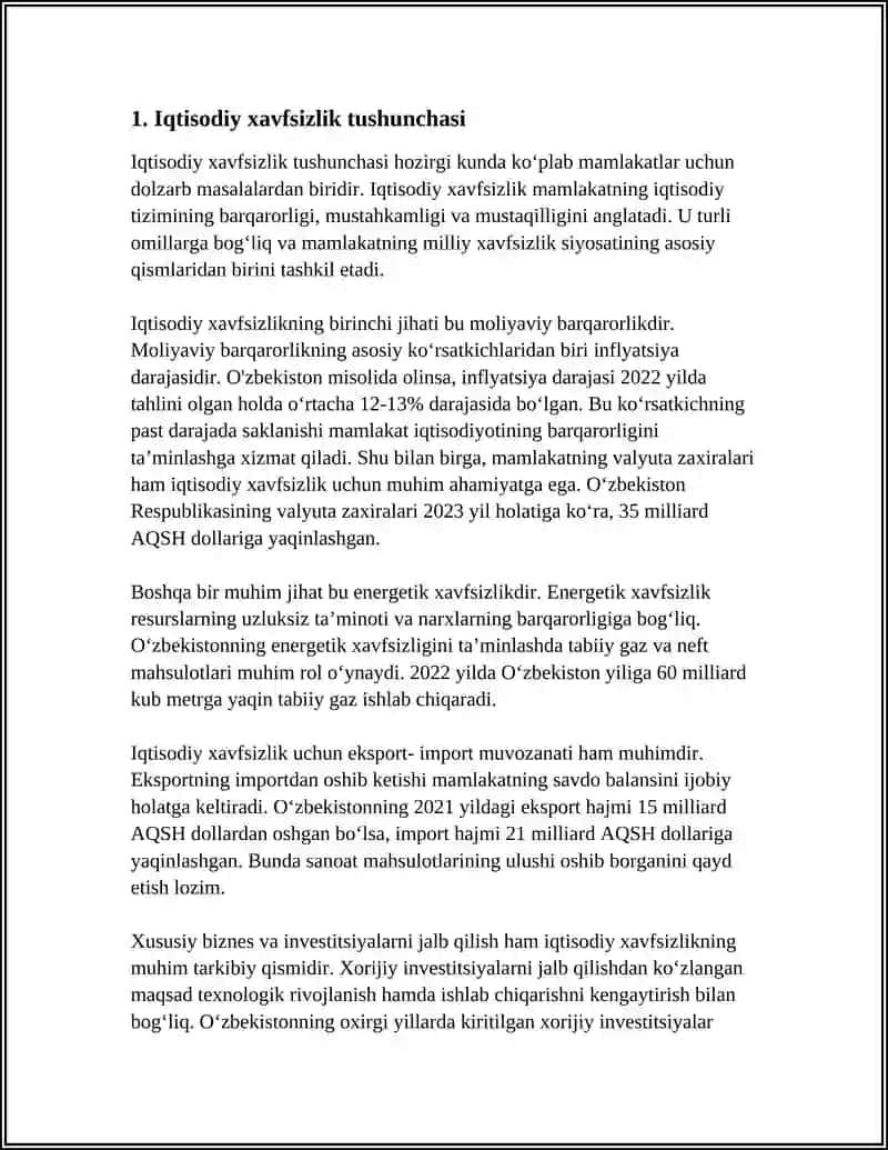 IQTISODIY XAVFSIZLIK VA IQTISODIYOTNI DAVLAT TOMONIDAN TARTIBGA SOLINISHI 3