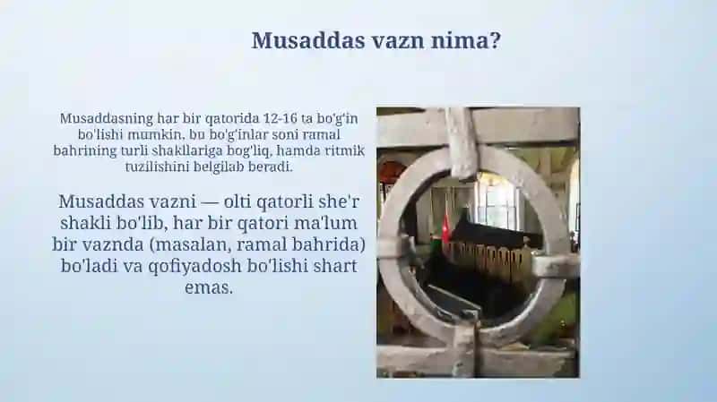 Ramal bahrining musaddas vaznlari 3