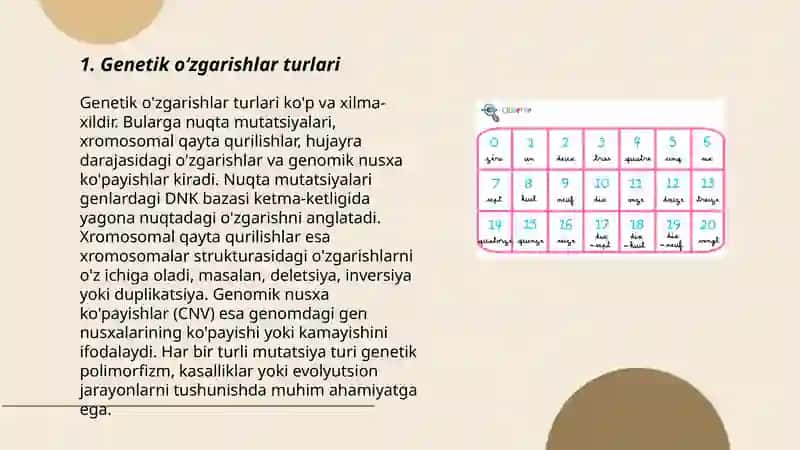Genetik oʻzgarishlar va uning rivojlanishga taʼsiri. 3