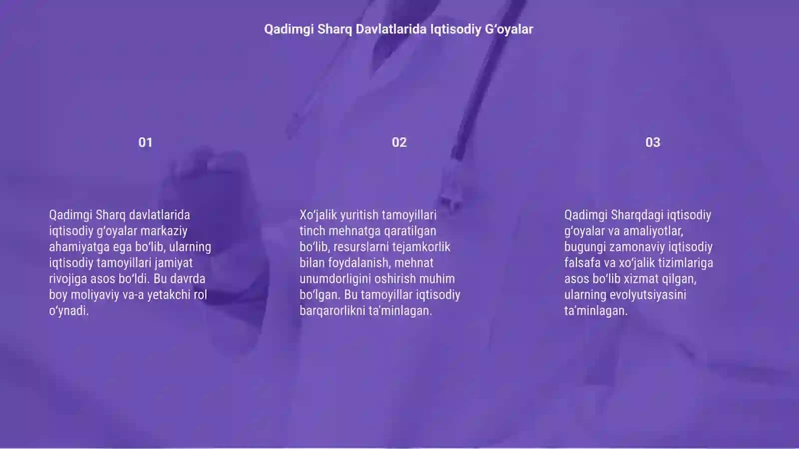 Qadimgi sharq davlatlarida iqtisodiy gʻoyalar va xoʻjalik yuritish tamoyillari 3