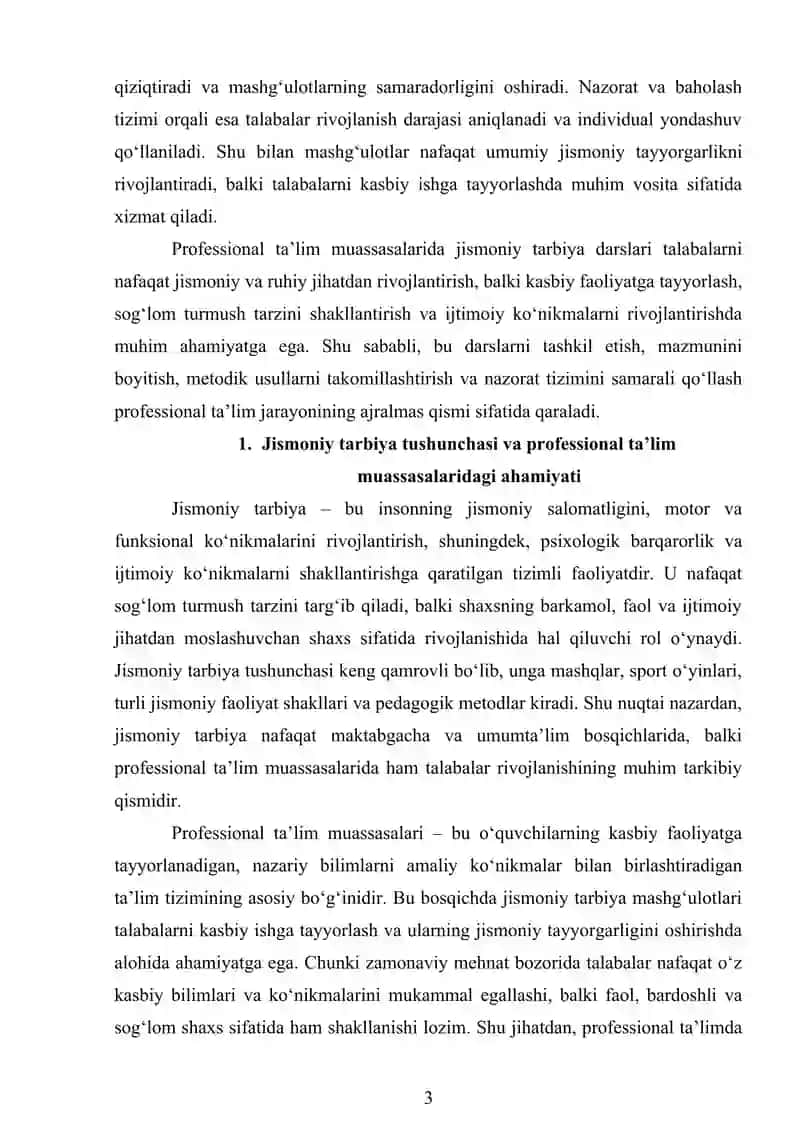 Professional ta'limda jismoniy tarbiya darslari 3
