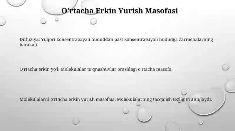 Diffuziya: Molekulalarning erkin yugurish yoli 3