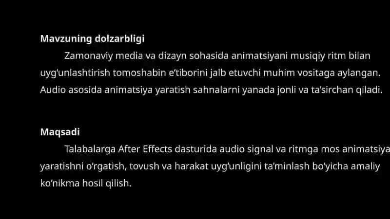 Audio va ritm asosida animatsiya yaratish 3