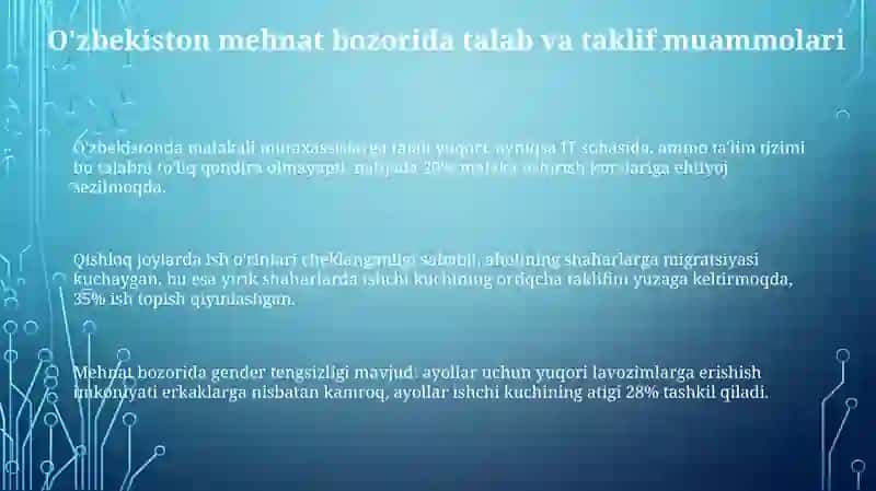 O'zbekiston mehnat bozorida talab va taklif muammolari 3