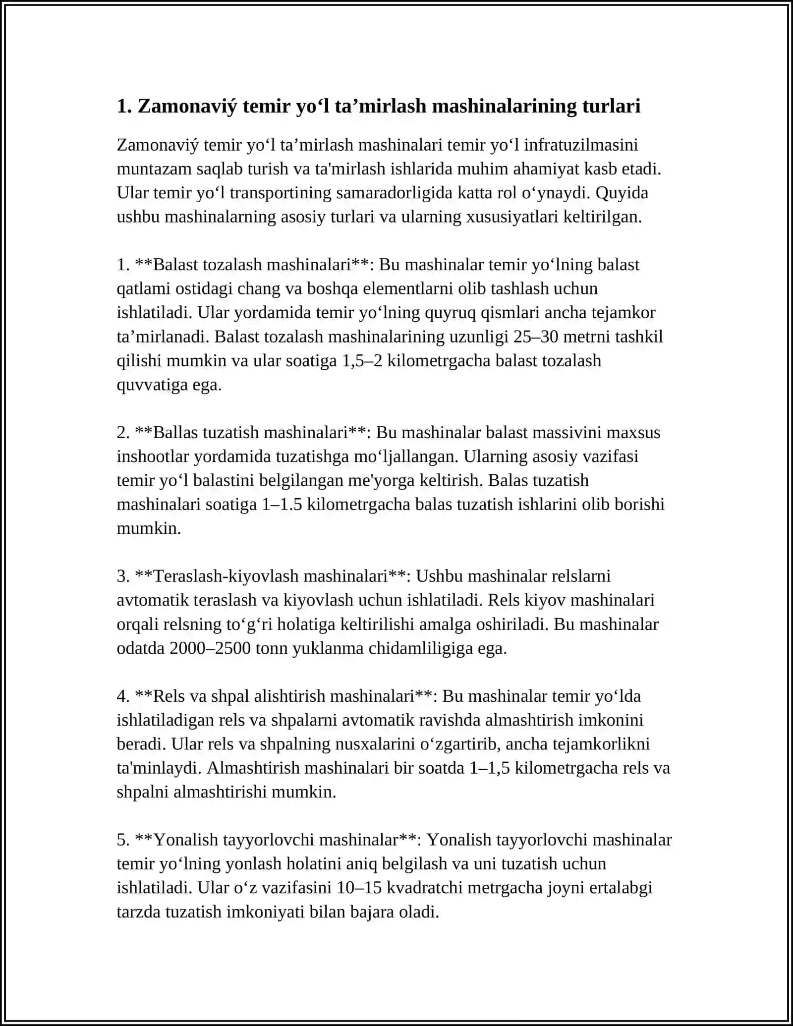 Zamonaviy temir yo‘l ta’mirlash mashinalari 3