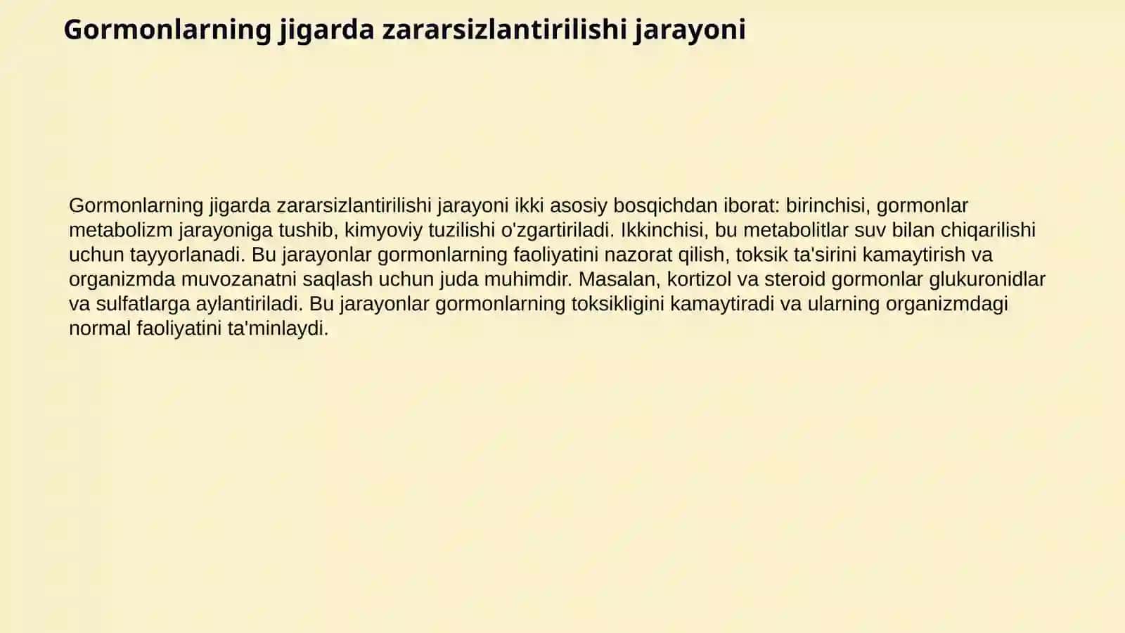 Jigarda gormonlarning zararsizlantirilishi, klinik ahamiyati 3