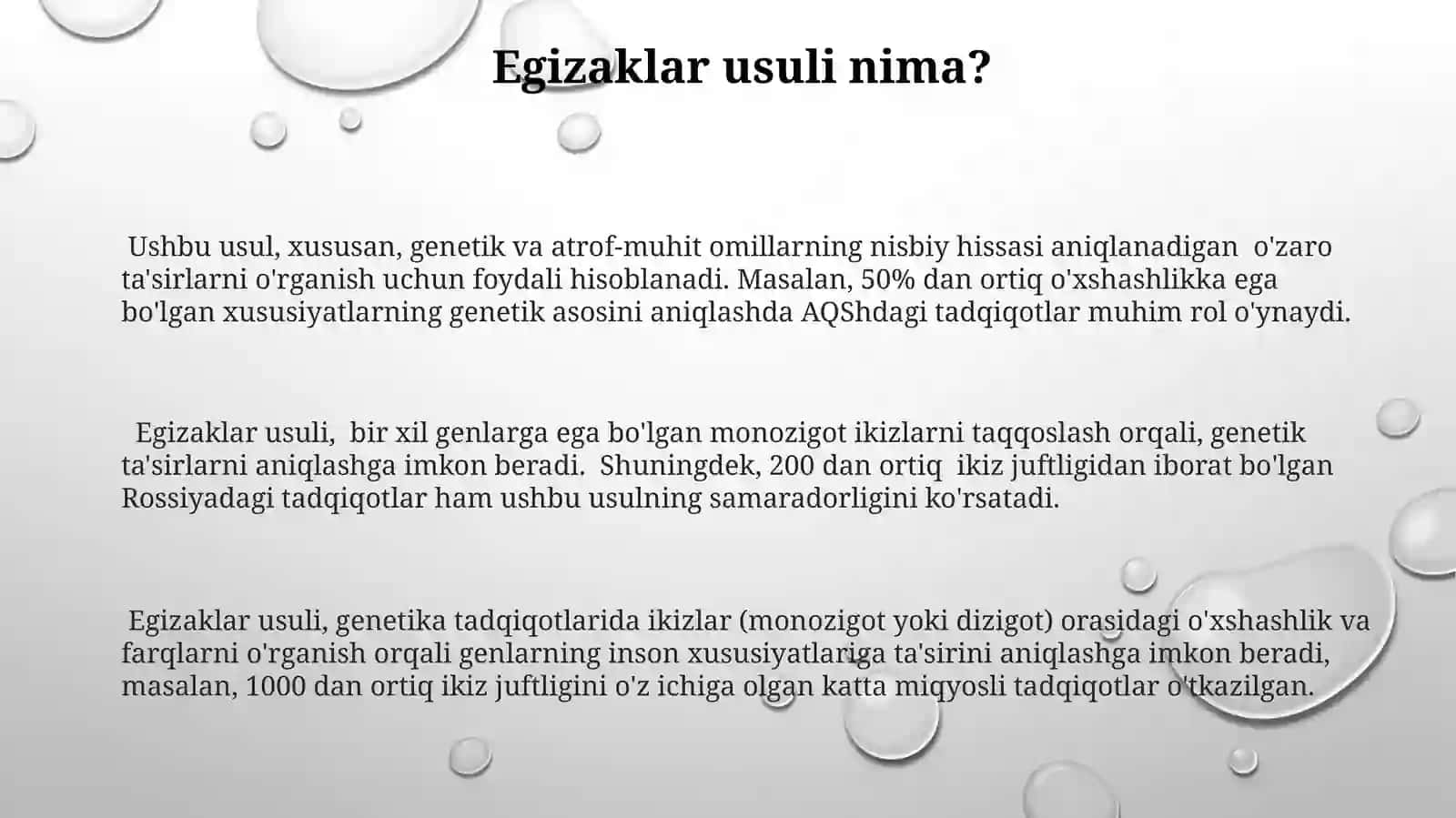 Egizaklar usuli 3