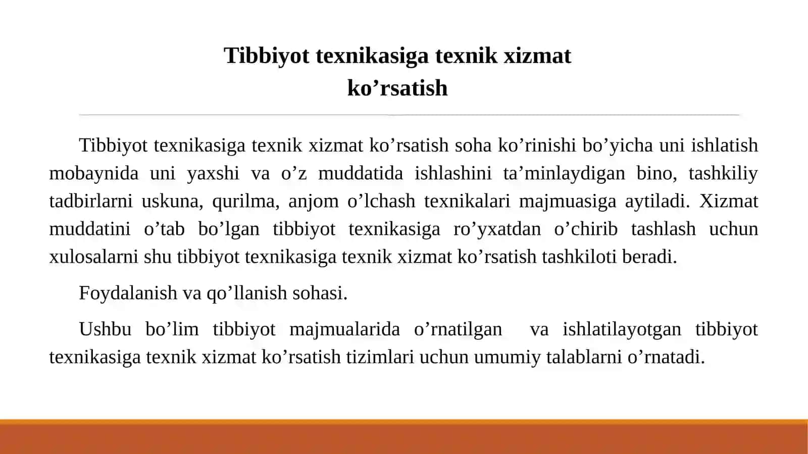 Tibbiyot texnikasiga texnik xizmat ko'rsatish 3