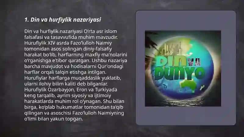 Din va hurfiylik. Berdiyevning hurfiylik haqidagi gʻoyalarini Gʻazzoliy gʻoyalari bilan taqqoslash 3