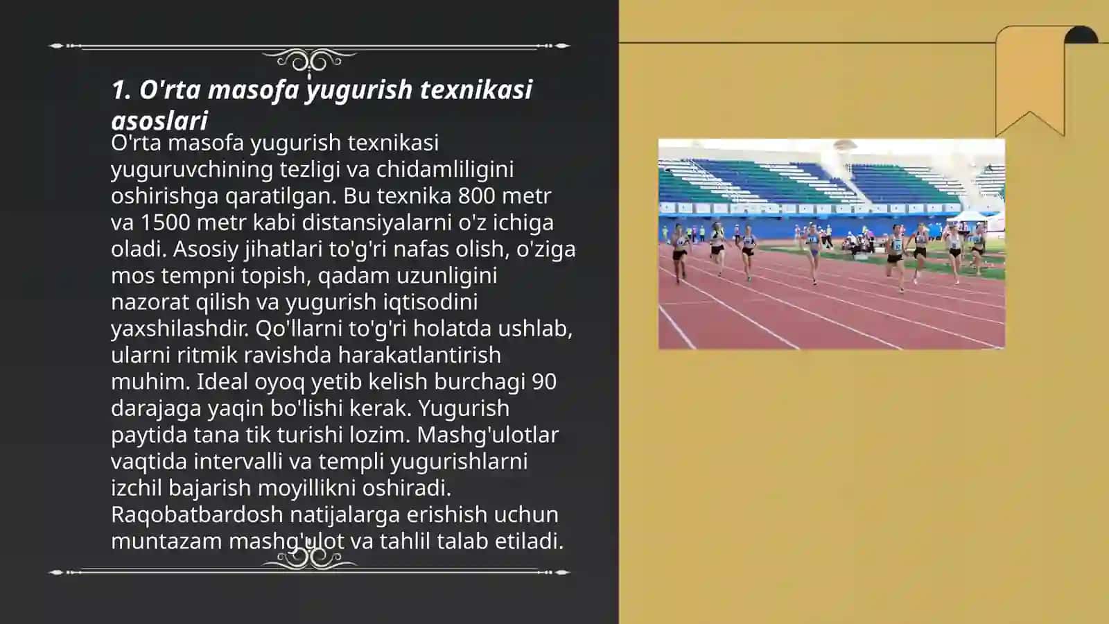 O'rta masofa yugurish texnikasi asoslari 3