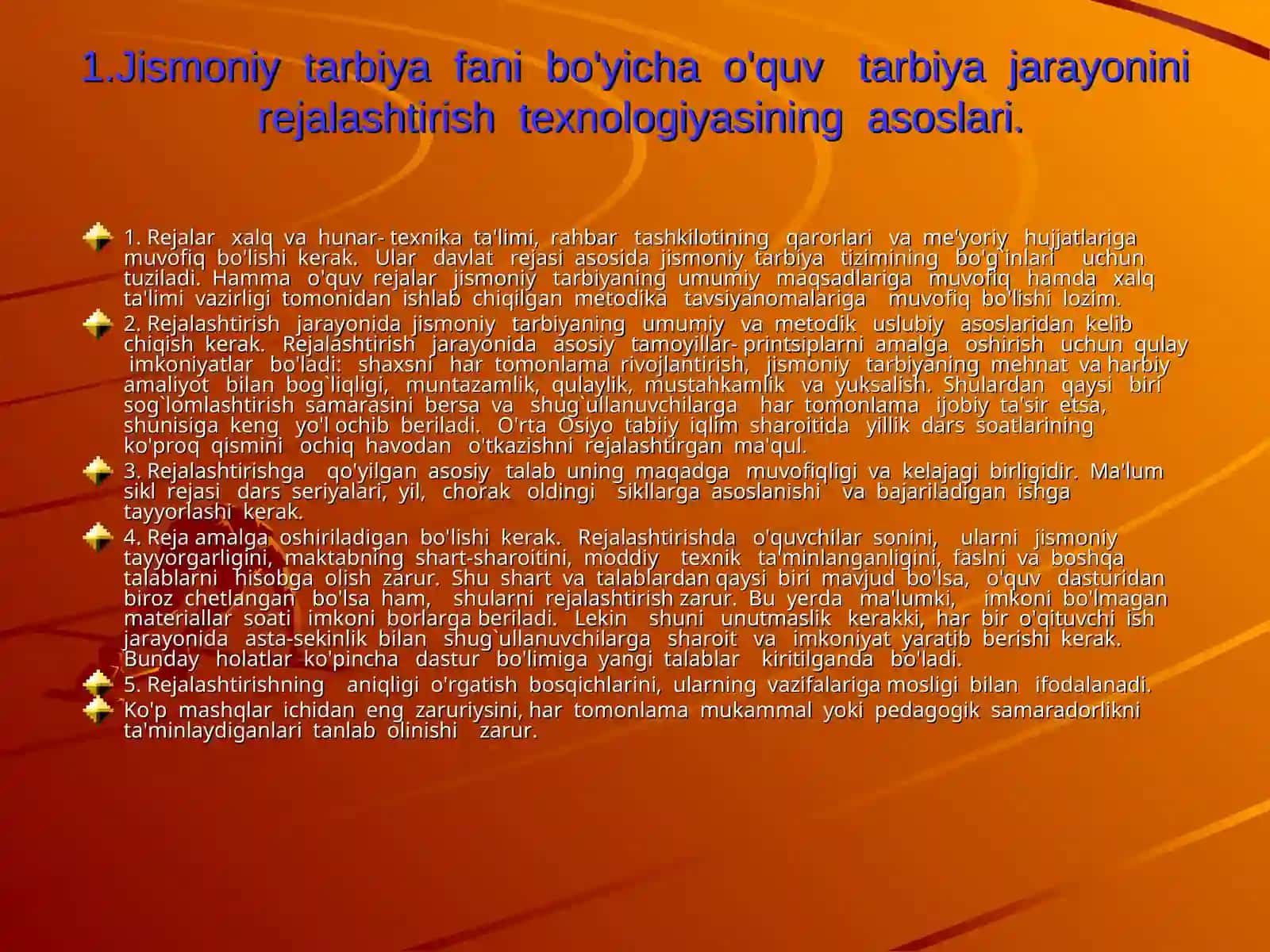 JISMONIY TARBIYA DARSLARIDAO`QUV KO`NIKMA VA MALAKALARNI SHAKLLANTIRISHNING ASOSIY PEDAGOGIK-METODIK QONUNIYATLARI 3