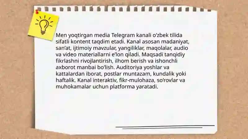 Men yoqtirgan media Telegram kanali 3
