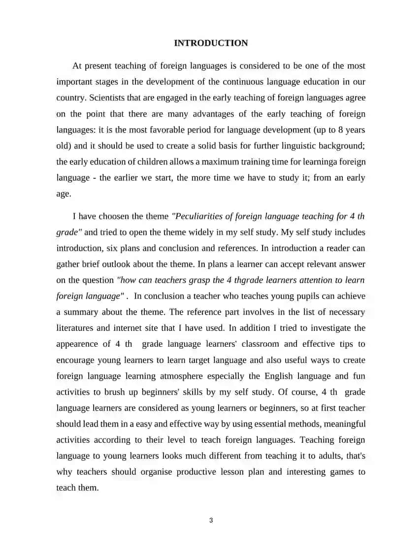 Peculiarities of Foreign Language Teaching for 4th Grade 3