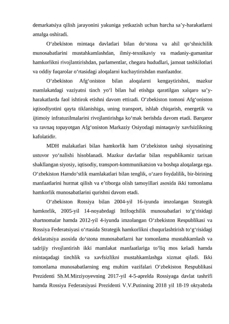Oʻzbekiston RESPUBLIKASINING XALQARO VA MINTAQAVIY TASHKILOTLARDA ISHTIROKI 3