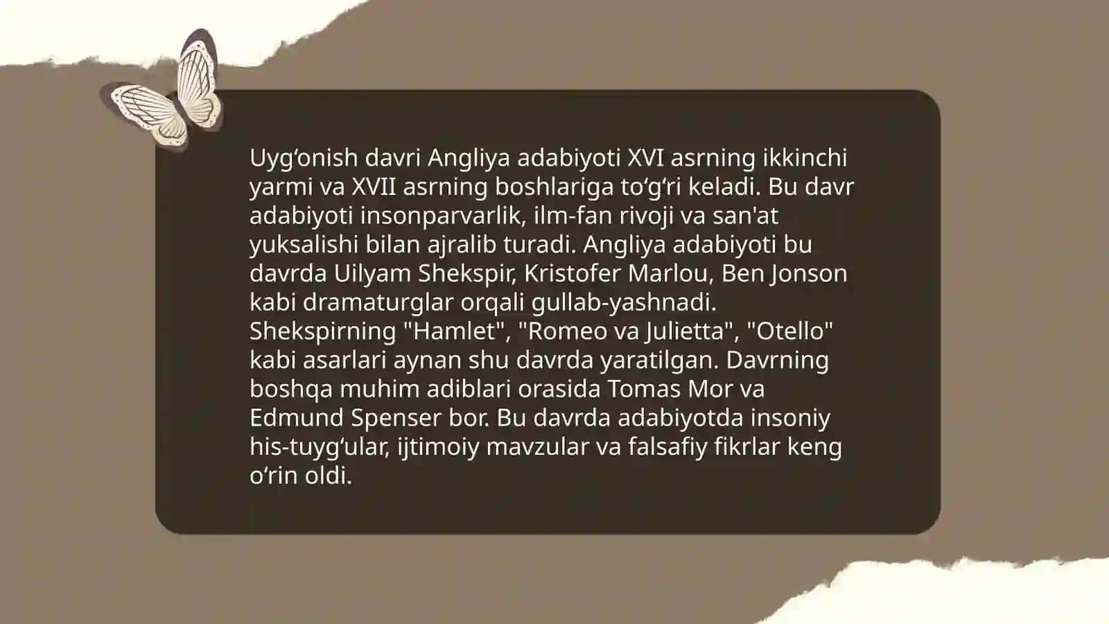 Uyĝonish Davrida Angliya Adabiyoti 3