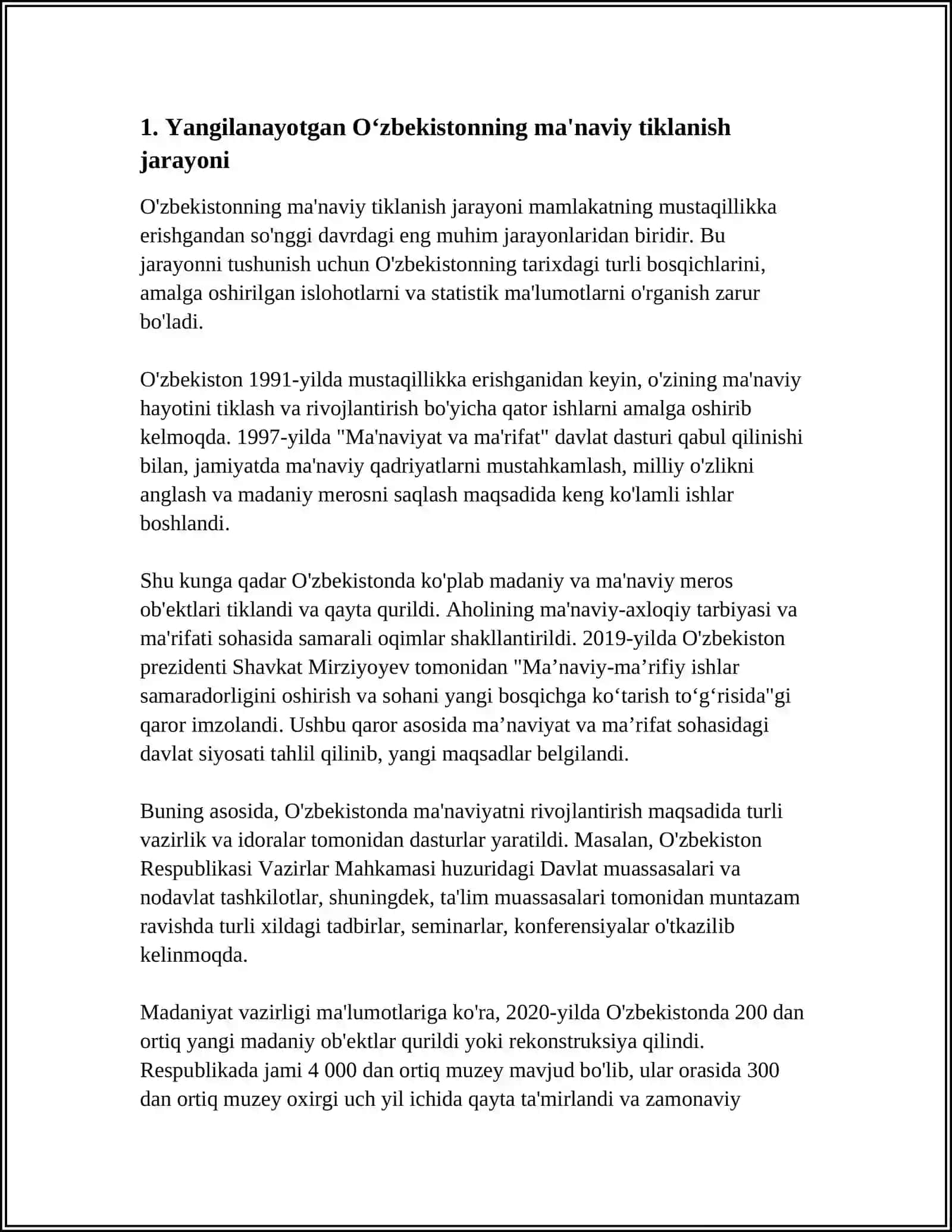 YANGILANAYOTGAN OʻZBEKISTON MANAVIY TARBIYANING OZIGA XOS XUSUSIYATLARI 3