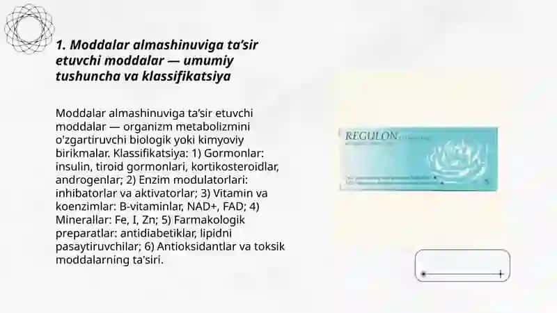 Moddalar almashinuviga ta’sir etuvchi moddalar. Garmon preparatlari 3