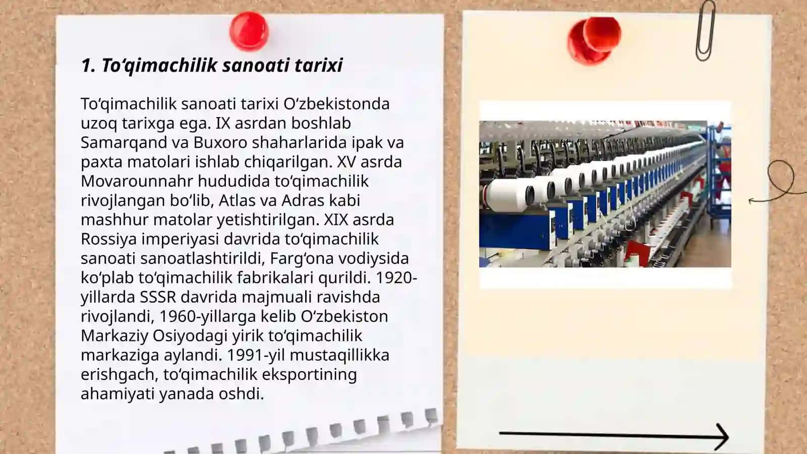 To'qimachilik sanoati korxonalari bo'yicha umumiy tushunchalar 3
