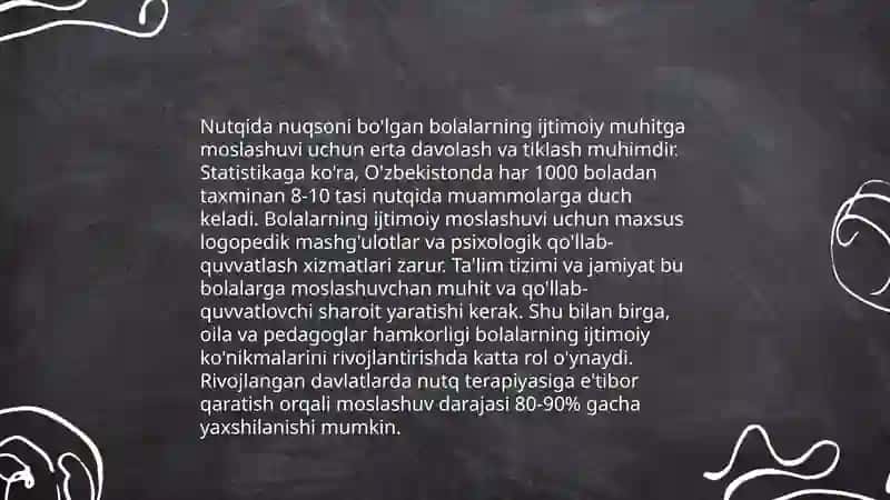 Nutqida nuqsoni bo'lgan bolalar shaxslararo munosabati diagnostikasi 3